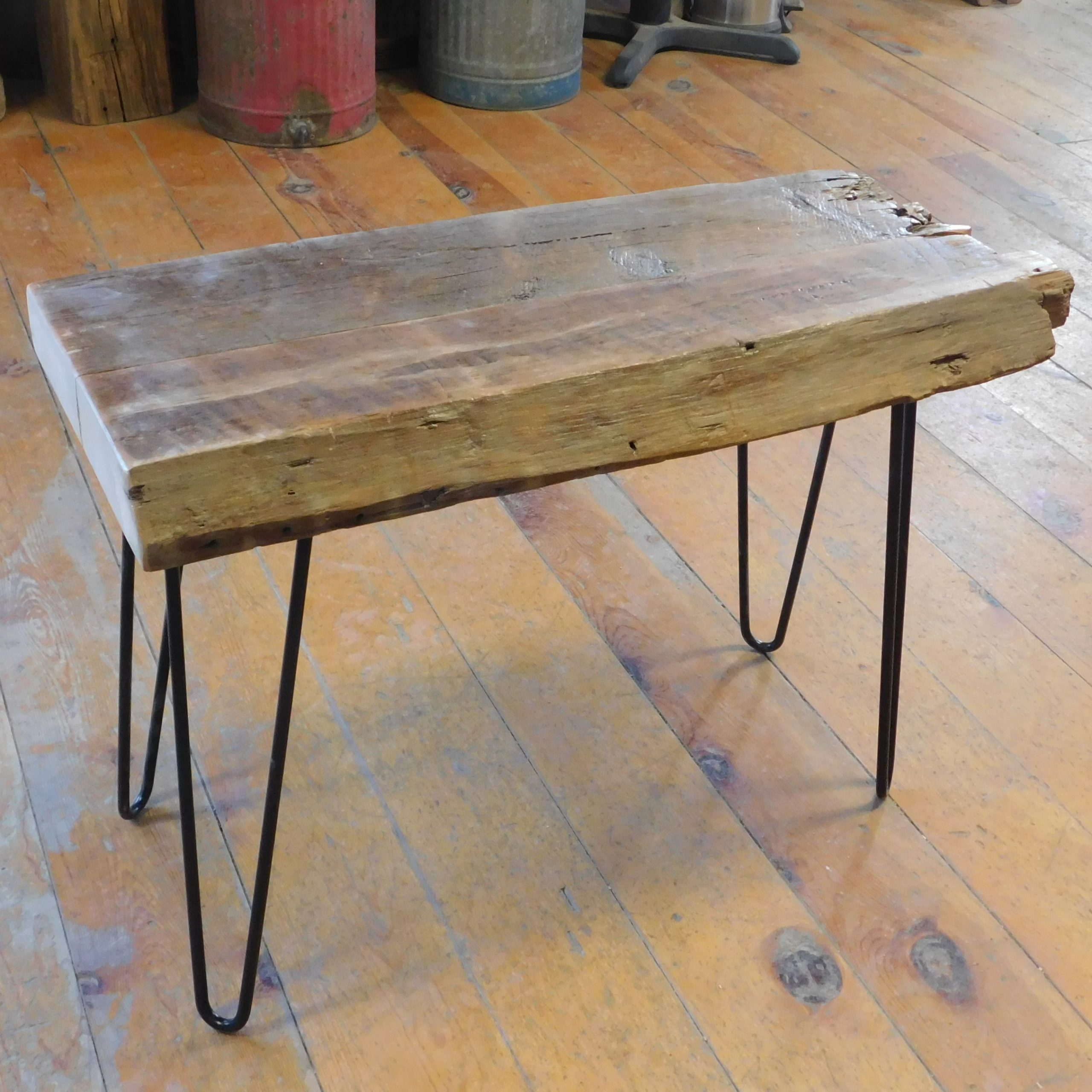 Barnwood table with hairpin legs
