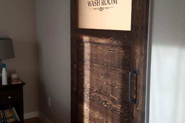 sliding barn door with window - wash room